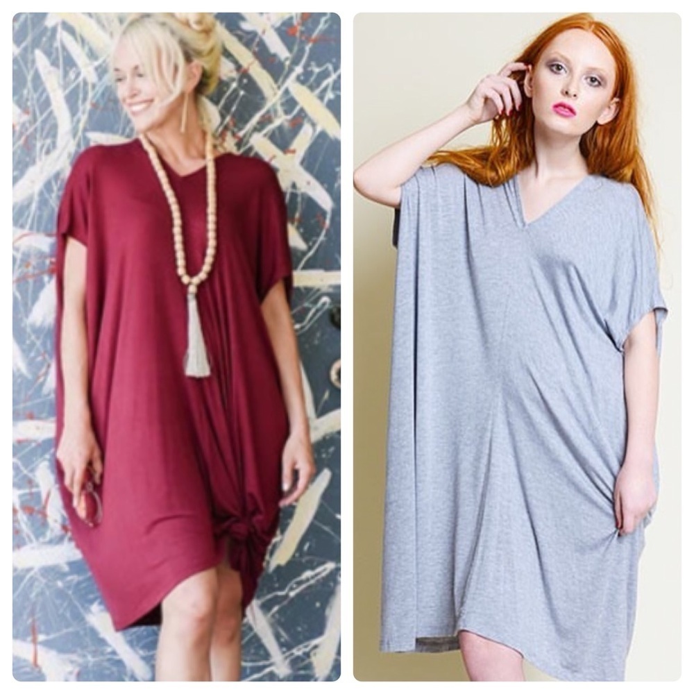 Yana K | Stretchy Comfy Ribbed Tara Dress In Wine | One Size